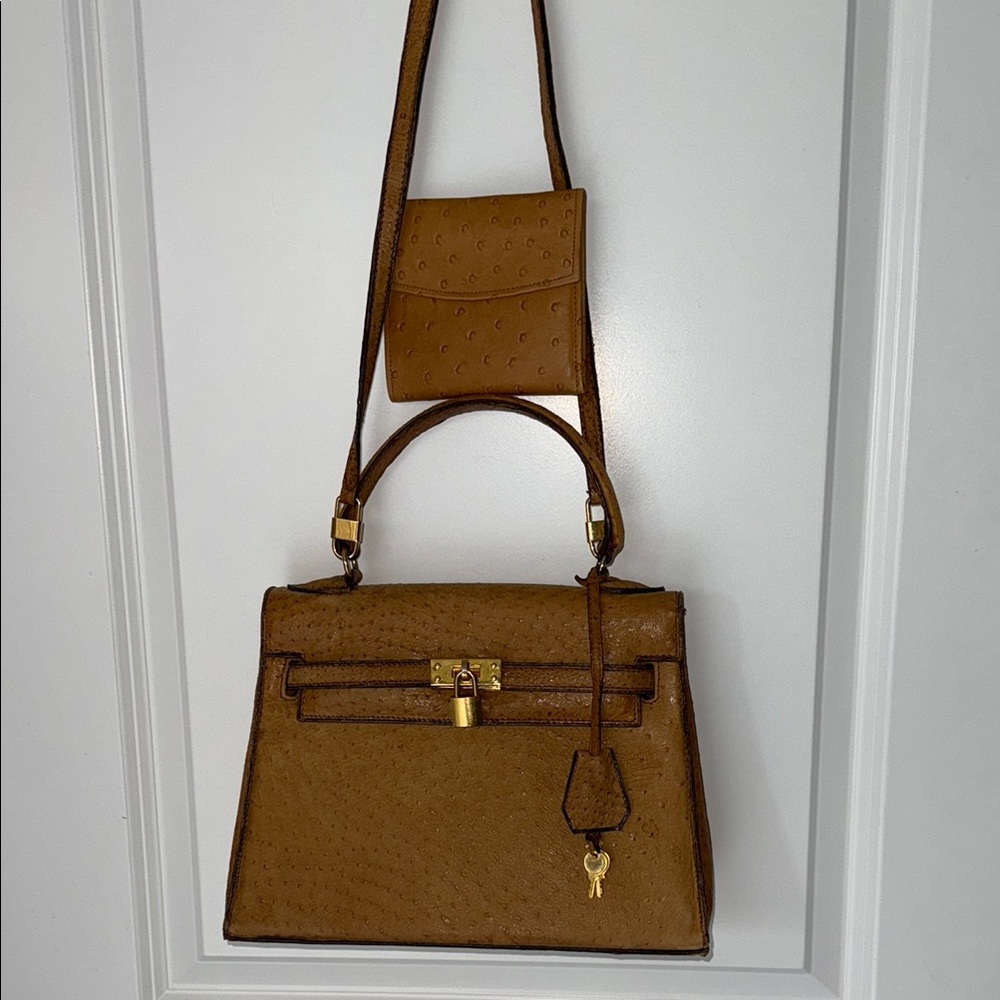 Vintage Pedro Mayorga Ostrich Satchel (like Hermes Kelly Bag or Sac à Dépêches) - Picture 3 of 17